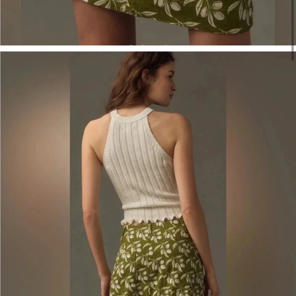 Anthropologie Boho Colette Green Floral Skirt Maeve